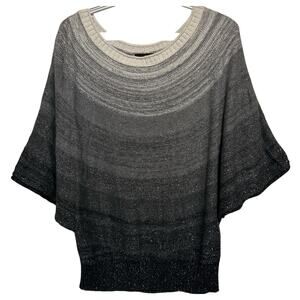 A.N.A A New Approach Women's White Gray Black Sparkle Scoop Neck Sweater Size M‎